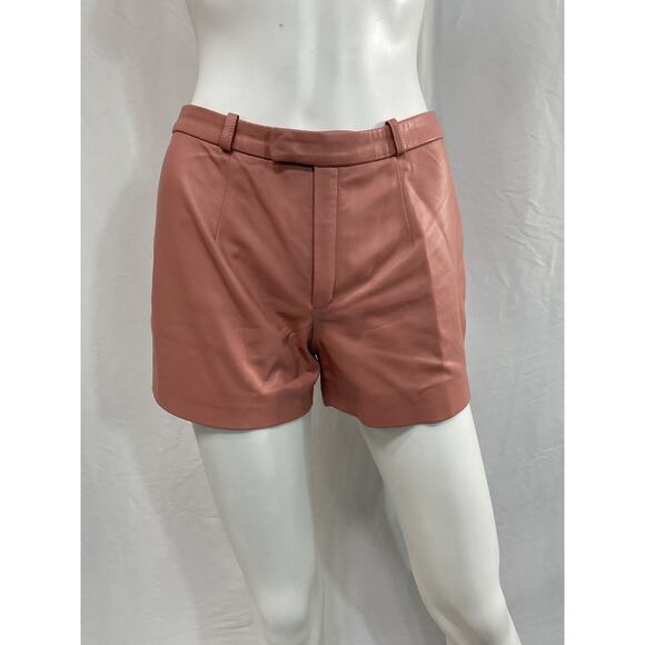 Zeynep Arcay 'Midwaist Mom' Pink Leather Short Size 2 - Picture 2 of 5